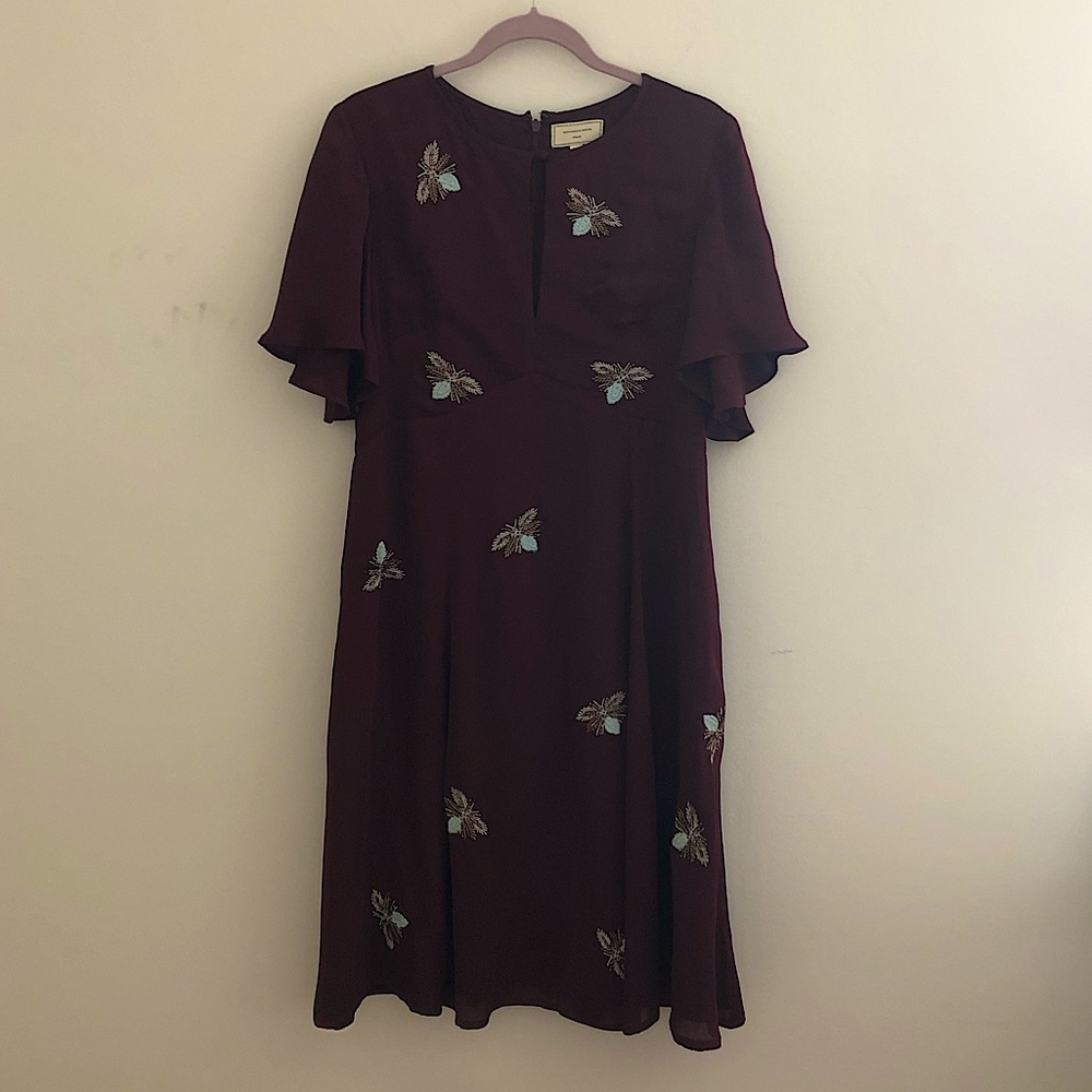 Moulinette Soeurs Vétements (Anthropologie) burgundy midi-length dress! Size 8